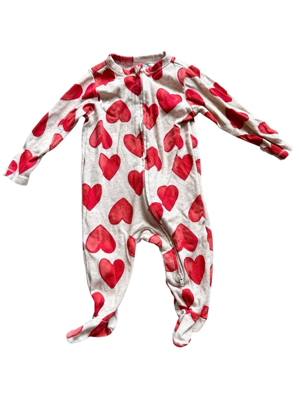 Old Navy lot of 3 footed two way zip closure Valentine’s sleeper footed pajamas